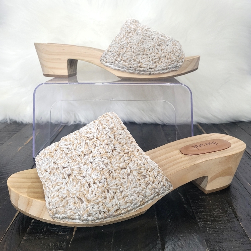 The Sak Ella Wooden Platform Crochet Clog Women's Size 10